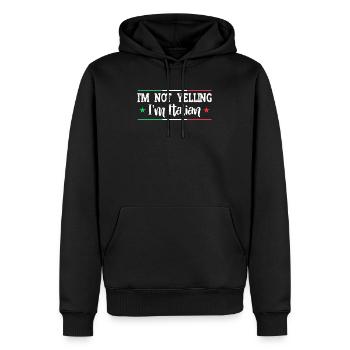 Italien Italie Idée cadeau Humour - Sweat à capuche Premium bio Homme - noir - Devant - Nico (187cm)