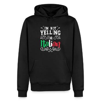Italien Italien Drôle de dicton Idée cadeau - Sweat à capuche Premium bio Homme - noir - Devant - Nico (187cm)