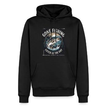 Gone Fishing catch of the day - Angeln Fischen - Männer Premium Bio Hoodie - Schwarz - Vorne - Nico (187cm)