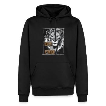 Seek Respect not Attention - Men’s Premium Organic Hoodie - black - Front - Nico (187cm)