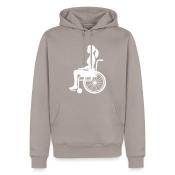 Dame en fauteuil roulant - Sweat à capuche Premium bio Homme - taupe - Devant - Nico (187cm)