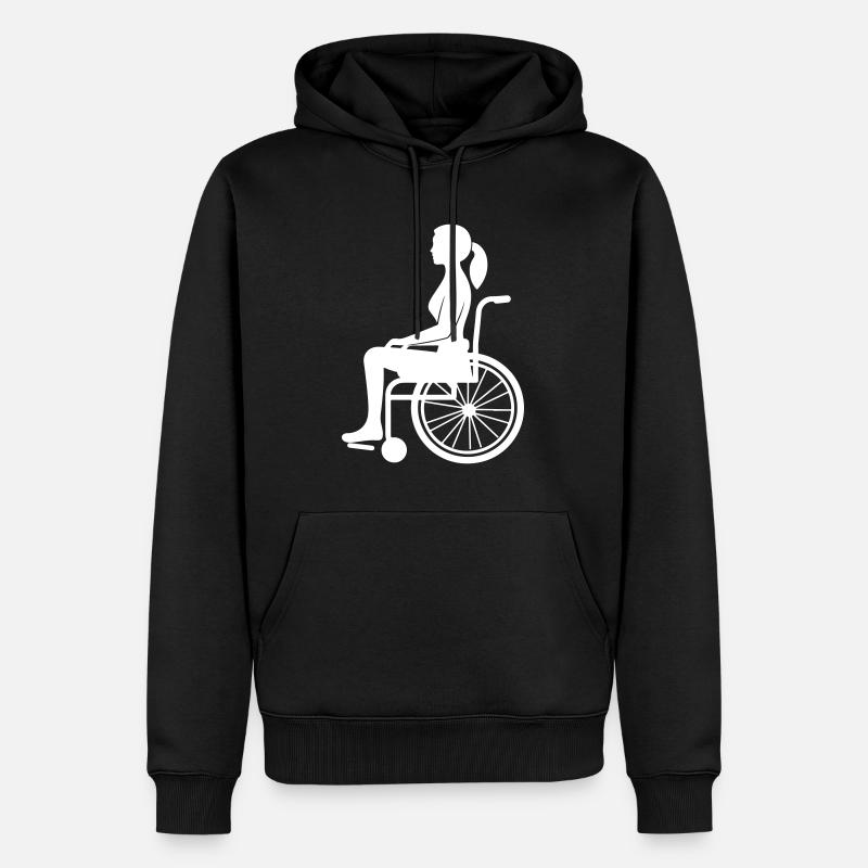 Rollstuhl Dame - Männer Premium Bio Hoodie - Schwarz