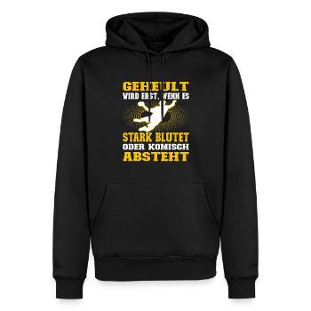 Geheult wird erst wenn es blutet - Handball - Männer Premium Bio Hoodie - Schwarz - Vorne - Nico (187cm)