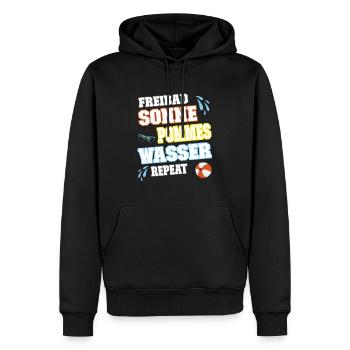Freibad Sonne Pommes Wasser Repeat - Männer Premium Bio Hoodie - Schwarz - Vorne - Nico (187cm)