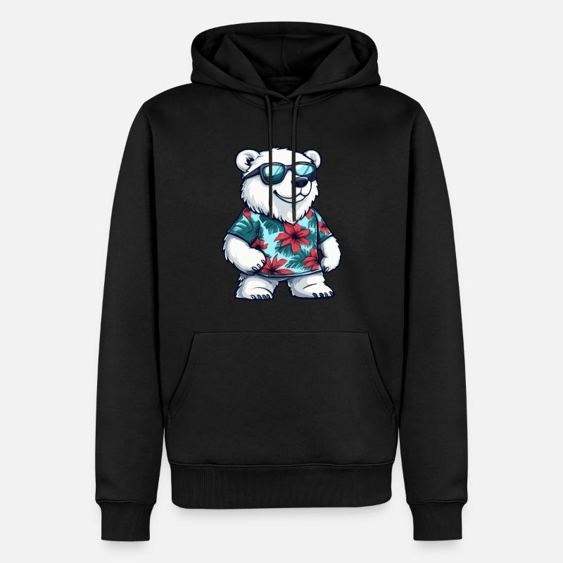 Eisbär Lustig Sommer - Männer Premium Bio Hoodie - Schwarz