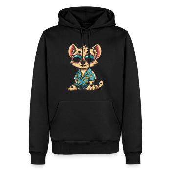 Hyène Drôle d’été - Sweat à capuche Premium bio Homme - noir - Devant - Nico (187cm)