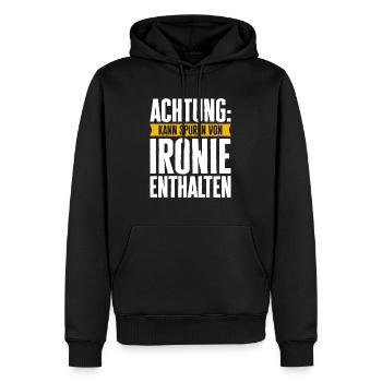 May contain traces of irony - Men’s Premium Organic Hoodie - black - Front - Nico (187cm)