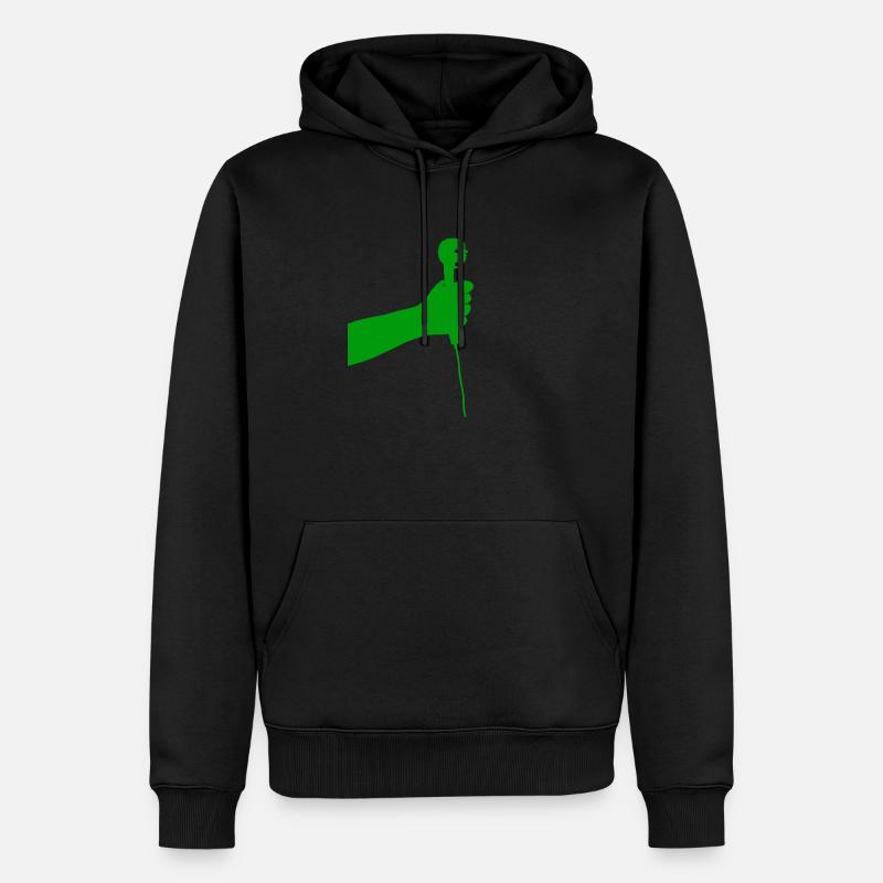 microphone (vert) - Sweat à capuche Premium bio Homme - noir