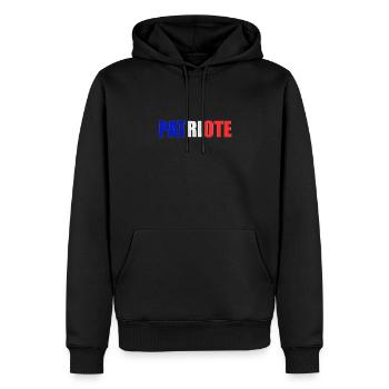 patriote03.png - Sweat à capuche Premium bio Homme - noir - Devant - Nico (187cm)
