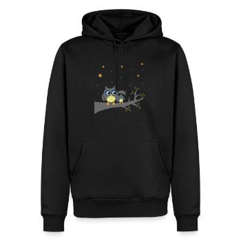 Eulen - Mama und Kind - Männer Premium Bio Hoodie - Schwarz - Vorne - Nico (187cm)