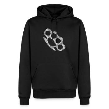 Schlagring / Weiss - Männer Premium Bio Hoodie - Schwarz - Vorne - Nico (187cm)