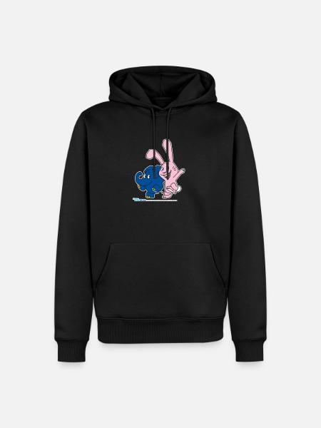 Elephant and rabbit hopping - Men’s Premium Organic Hoodie - black
