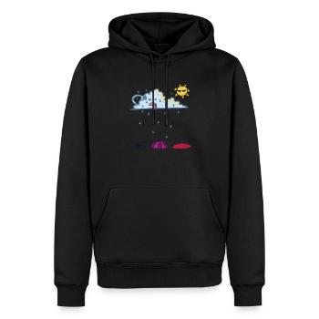 Pluie - Sweat à capuche Premium bio Homme - noir - Devant - Nico (187cm)