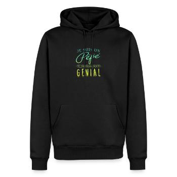pépé génial - Sweat à capuche Premium bio Homme - noir - Devant - Nico (187cm)