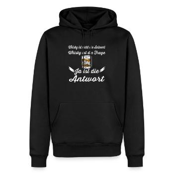 Whisky ist die Frage - Männer Premium Bio Hoodie - Schwarz - Vorne - Nico (187cm)