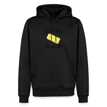 Je peux pas j'ai piscine - Sweat à capuche Premium bio Homme - noir - Devant - Nico (187cm)