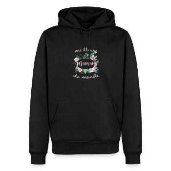 Meilleure maman du monde - Sweat à capuche Premium bio Homme - noir - Devant - Nico (187cm)
