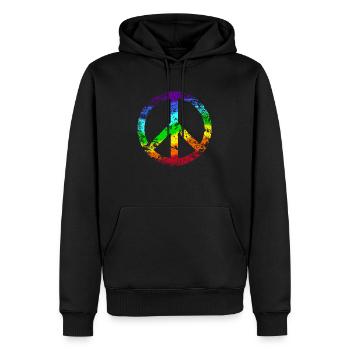 Peace-Zeichen Regenbogen Frieden Pazifist Reggae - Männer Premium Bio Hoodie - Schwarz - Vorne - Nico (187cm)