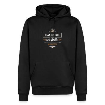 hamburg wie berlin - Männer Premium Bio Hoodie - Schwarz - Vorne - Nico (187cm)