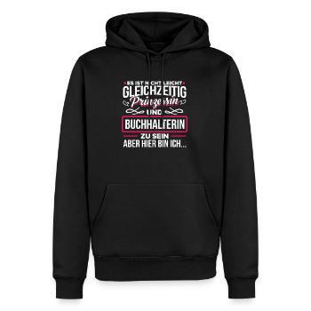 BUCHHALTERIN - Prinzessin - Männer Premium Bio Hoodie - Schwarz - Vorne - Nico (187cm)