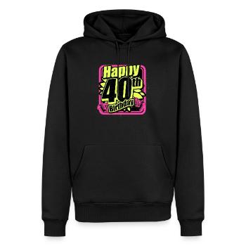 40 Anniversaire - Félicitations cadeau - Sweat à capuche Premium bio Homme - noir - Devant - Nico (187cm)