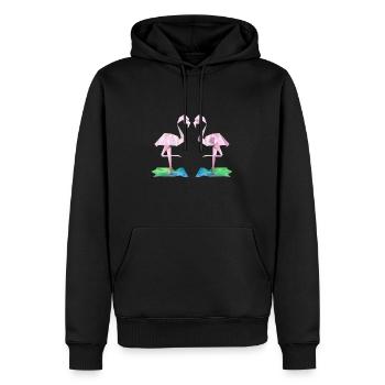 Flamingo low-poly - Sweat à capuche Premium bio Homme - noir - Devant - Nico (187cm)