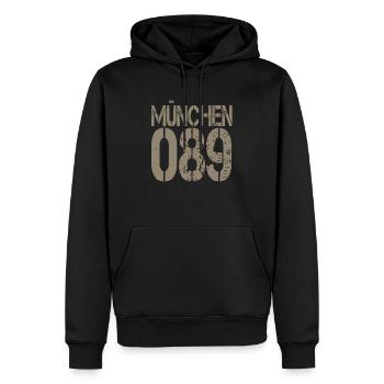 MÜNCHEN - Männer Premium Bio Hoodie - Schwarz - Vorne - Nico (187cm)