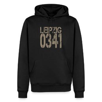 LEIPZIG - Männer Premium Bio Hoodie - Schwarz - Vorne - Nico (187cm)