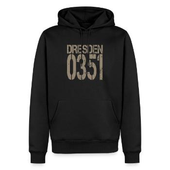 DRESDEN - Männer Premium Bio Hoodie - Schwarz - Vorne - Nico (187cm)