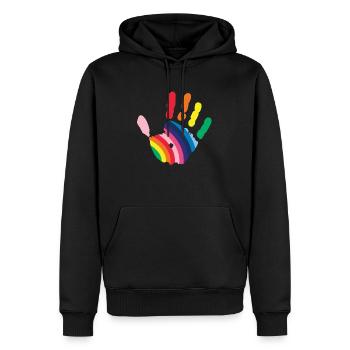 Hand - Männer Premium Bio Hoodie - Schwarz - Vorne - Nico (187cm)