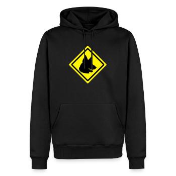 german shepherd roadsign - Sweat à capuche Premium bio Homme - noir - Devant - Nico (187cm)