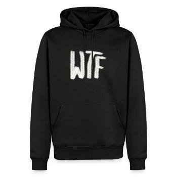WTF - Männer Premium Bio Hoodie - Schwarz - Vorne - Nico (187cm)