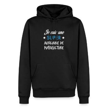 Je suis une super auxiliaire de puériculture - Sweat à capuche Premium bio Homme - noir - Devant - Nico (187cm)