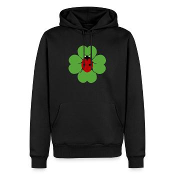 Kleeblatt Marienkäfer - Männer Premium Bio Hoodie - Schwarz - Vorne - Nico (187cm)