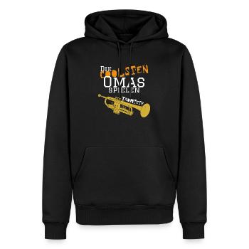 Die coolsten_Oma_Trompete - Männer Premium Bio Hoodie - Schwarz - Vorne - Nico (187cm)