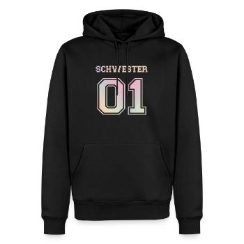 Schwester 01 Familie Sis Sister Geschenk bday - Men’s Premium Organic Hoodie - black - Front - Nico (187cm)