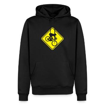MTB Dowwnhill Mountain Biking Roadsign - Männer Premium Bio Hoodie - Schwarz - Vorne - Nico (187cm)
