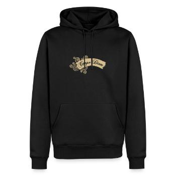 Carpe Diem - Sweat à capuche Premium bio Homme - noir - Devant - Nico (187cm)