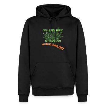 SINNLOS OHNE HANF - Männer Premium Bio Hoodie - Schwarz - Vorne - Nico (187cm)