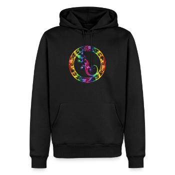 Gecko Ornament Rainbow - Männer Premium Bio Hoodie - Schwarz - Vorne - Nico (187cm)