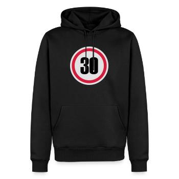 30. Geburtstag Verkehrsschild - Männer Premium Bio Hoodie - Schwarz - Vorne - Nico (187cm)