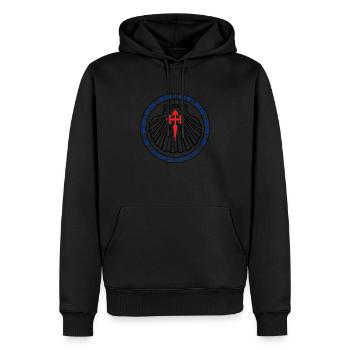 Croix St Jacques - Sweat à capuche Premium bio Homme - noir - Devant - Nico (187cm)
