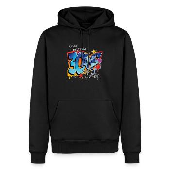 30 ans - Sweat à capuche Premium bio Homme - noir - Devant - Nico (187cm)