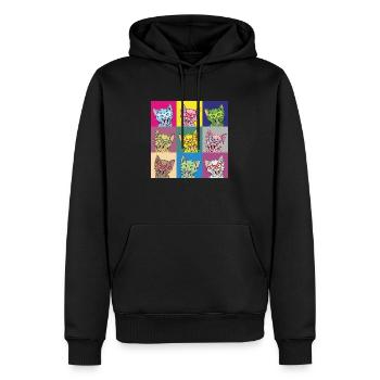 Katzen Pop Art - Männer Premium Bio Hoodie - Schwarz - Vorne - Nico (187cm)