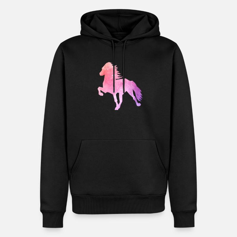 Islandpferd Watercolor - Männer Premium Bio Hoodie - Schwarz