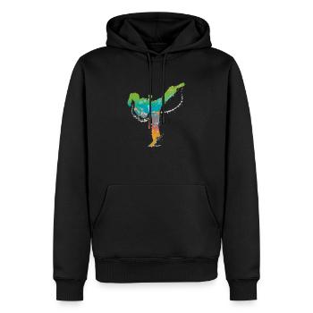 femelle karaté de - Sweat à capuche Premium bio Homme - noir - Devant - Nico (187cm)