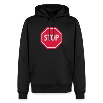 stop_f2 - Sweat à capuche Premium bio Homme - noir - Devant - Nico (187cm)
