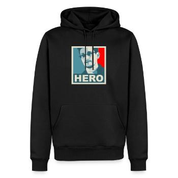 snowden - Männer Premium Bio Hoodie - Schwarz - Vorne - Nico (187cm)