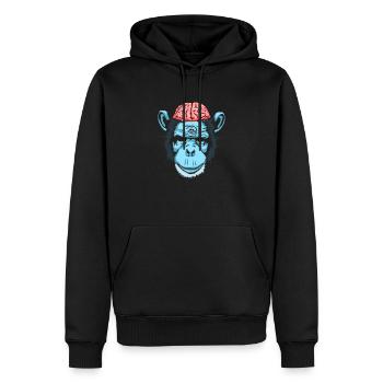 Gehirn Chimp - Männer Premium Bio Hoodie - Schwarz - Vorne - Nico (187cm)