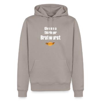 Saucisse rôtie - Sweat à capuche Premium bio Homme - taupe - Devant - Nico (187cm)